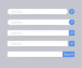 Sticker - Set Search bar vector element design, set of search boxes ui template isolated on blue background.