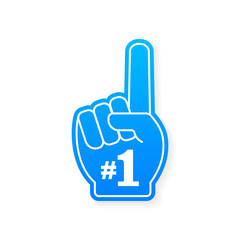 Fan logo hand with finger up. Hand up with number 1. Vector stock illustration.