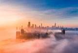 Fototapeta Miasto - Chicago foggy sunrise