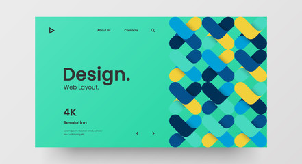 Creative horizontal website screen part for responsive web design project development. Abstract geometric pattern banner layout mock up. Corporate landing page block vector illustration template.