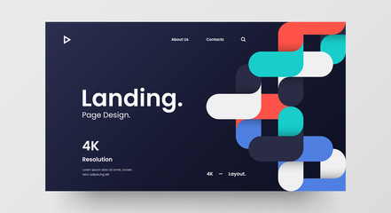 Wall Mural - creative horizontal website screen part for responsive web design project development. abstract geom