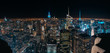 Amazing panorama view of New York city skyline and skyscraper at Night. Beautiful night view in Midtown Manhattan.