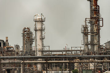 steel and pipes with oil and gas travelling to the storage area