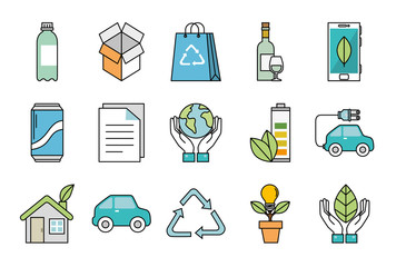 Wall Mural - bundle of ecology friendly set icons vector illustration design