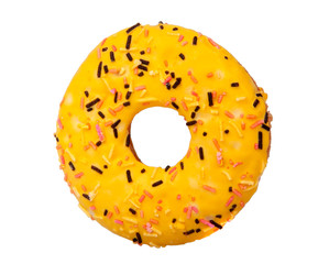 yummy yellow donut isolated on the white