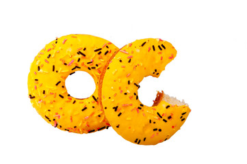 yummy yellow donut isolated on the white