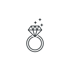 Poster - Ring With Diamond icon template color editable. engagement and wedding ring symbol vector sign isolated on white background illustration for graphic and web design.