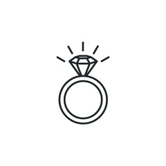 Aufkleber - Ring With Diamond icon template color editable. engagement and wedding ring symbol vector sign isolated on white background illustration for graphic and web design.