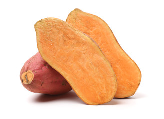 sweet potatoes on the white background