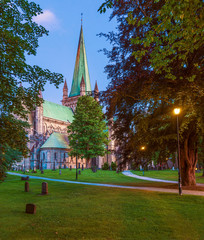 Wall Mural - Nidaros Cathedral at summer midnight.Trondheim.Norway