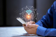 © A Stockphoto - Business using smartphone,with wifi icon,business communication social network concept.