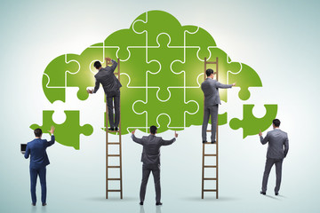 Concept of cloud computing with jigsaw puzzle