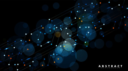 Wall Mural - abstract digital technology black background. lines and points connected. vector design illustration