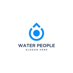 Wall Mural - clean water logo design or people raise their hands with drops of water