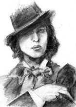 Portrait Of The Writer Oscar Wilde. Portrait Of Charcoal Pencil.