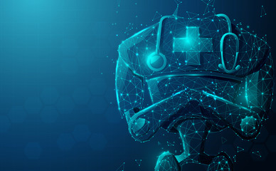 Aufkleber - Close up of robot doctor with stethoscope.  Artificial Intelligence, AI. Modern medical technologies concept