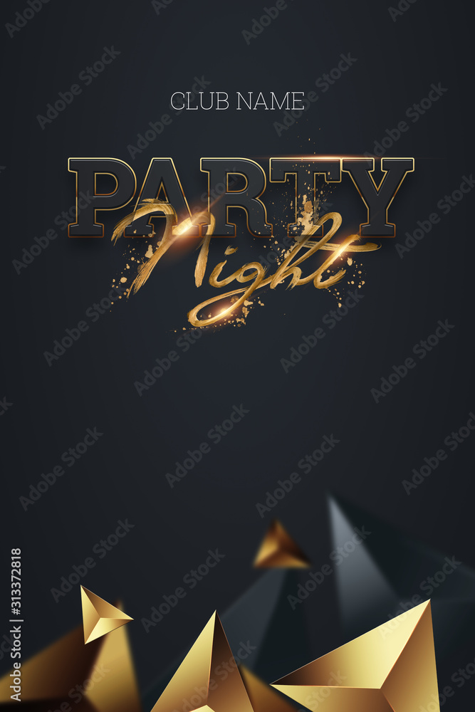 Vip Night Lettering A4 creative flyer for a night club, night party lettering in gold ...