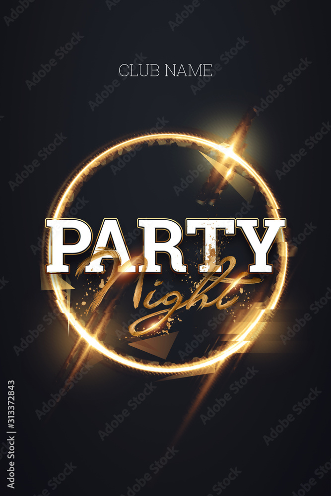 Vip Night Lettering A4 creative flyer for a night club, night party lettering in gold ...
