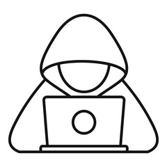 Sticker - Cyber hacker icon. Outline cyber hacker vector icon for web design isolated on white background