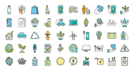 Wall Mural - bundle of ecology friendly set icons vector illustration design