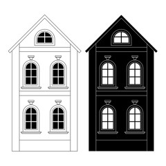 Wall Mural - House. Black and white outline drawing