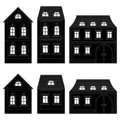 Wall Mural - Houses. Black silhouettes of buildings