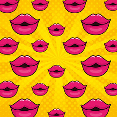 Poster - background of sexy lips pop art style icons vector illustration design