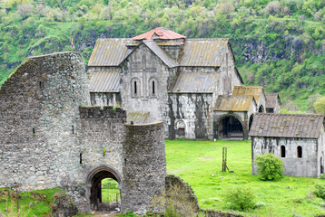 medieval akhtala monastery and fortress. akhtala town, lori region, armenia.