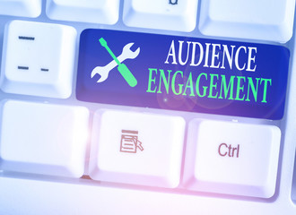 Conceptual hand writing showing Audience Engagement. Concept meaning active involvement of an audience in a live broadcast