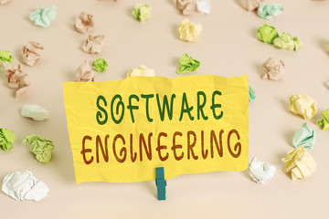 handwriting text writing software engineering. conceptual photo apply engineering to the development
