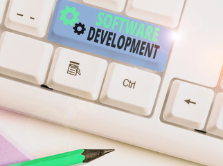Handwriting text writing Software Development. Conceptual photo software is created using a specific programming