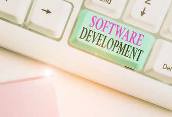 conceptual hand writing showing software development. concept meaning software is created using a sp