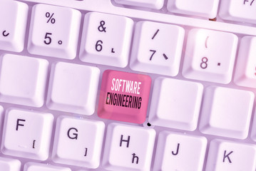 handwriting text software engineering. conceptual photo apply engineering to the development of soft