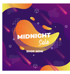 Wall Mural - Midnight Sale Template Design for Advertising text, banner and social media post. Ready to use and easy to customize. Vector Illustration