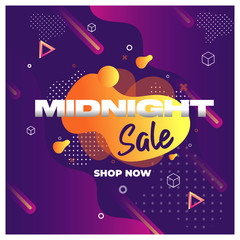Wall Mural - Midnight Sale Template Design for Advertising text, banner and social media post. Ready to use and easy to customize. Vector Illustration
