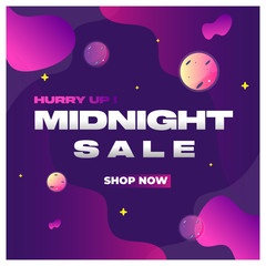 Wall Mural - Midnight Sale Template Design for Advertising text, banner and social media post. Ready to use and easy to customize. Vector Illustration