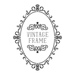 Vignette oval royal frame. Classic ornate border. Vector isolated vintage invitation card.