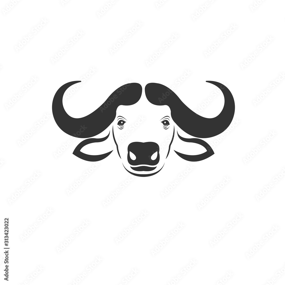 Vector image of an buffalo black and white. design style. animal. art ...