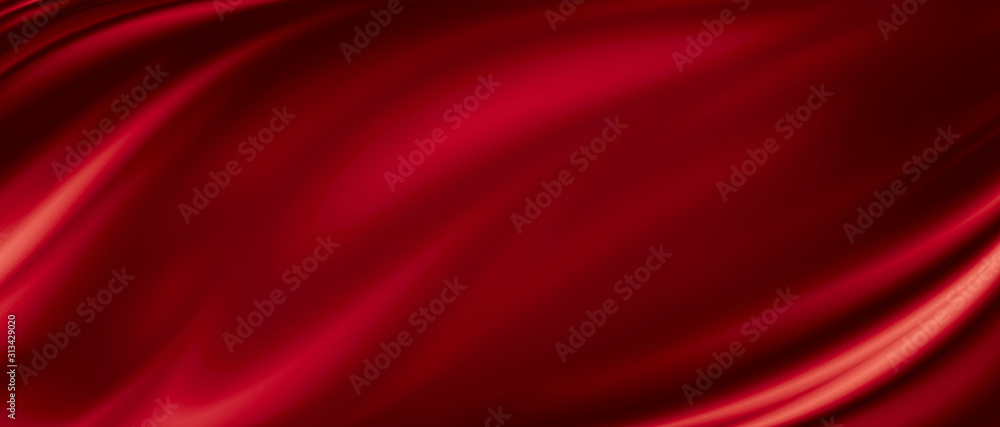 Red luxury fabric background with copy space - obrazy, fototapety, plakaty 
