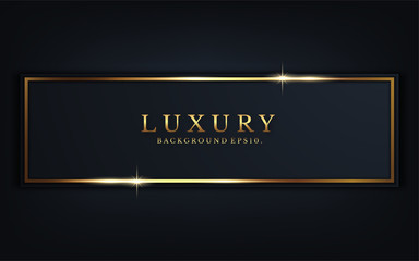 luxury background carbon VIP illustration  3d abstract modern and dark black color with  frame line Gold Sparkles glitter and gradient decoration shapes geometric Polished vector . design elements