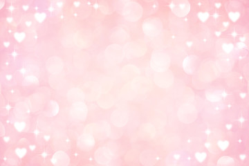 Wall Mural - abstract blur soft gradient pink color background with heart shape and star glitter for show,promote