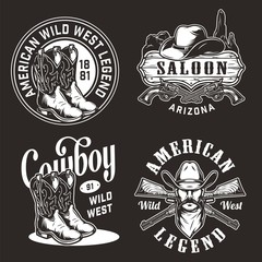 Wall Mural - Monochrome vintage wild west labels