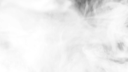 Wall Mural - Bright white smoke smoke on a black background slow motion. Start moving the cloud from top to bottom slowly. The concept of transitions for video editing using the alpha channel.