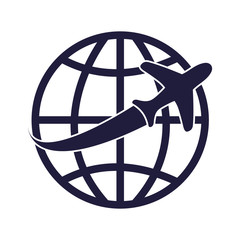 Sticker - airplane flying transport around the world