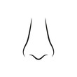Icon of human nose with nostrils in full face. Smelling organ vector isolated on white background.