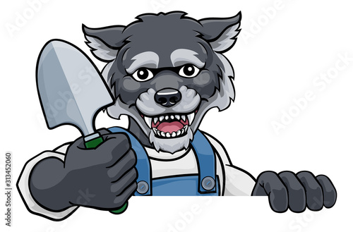 A wolf gardener cartoon gar...