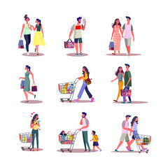 Wall Mural - Set of people doing shopping