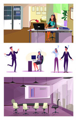 Wall Mural - Set of successful business people