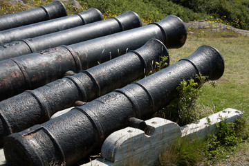 Old cannons pointing out to sea