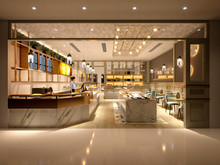 3d Render Of Modern Cafe And Restaurant